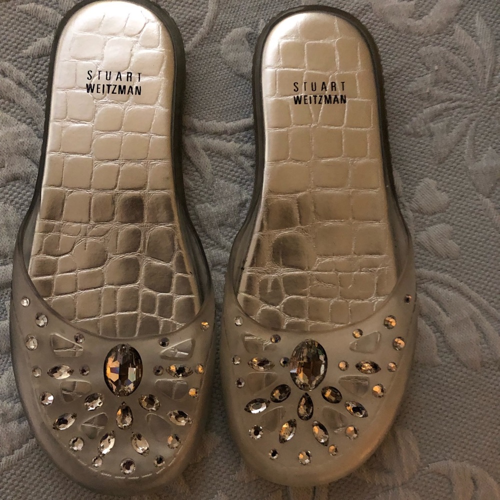 Stuart Weitzman Rhinestones Jelly slides